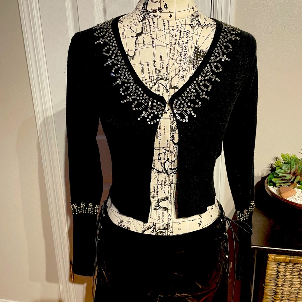Candies Vintage Y2k Embellish Bead Crop Bolero Cover Shrug Whimsgoth Coquette S
